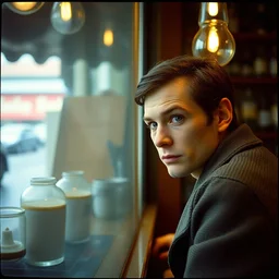 kodak portra 4 0 0, wetplate, 2 0 0 mm lens, 1 9 3 0 s color portrait inside an austrian coffee house bar by saul leiter, insanely detailed, insanely intricate, depth of field, blueberry