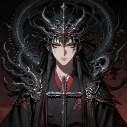 by kyoto animation, kimono techwear occultist, chaos magick, leviathan cross, androgynous, beautiful, detailed symmetrical close up portrait, intricate complexity, in the style of artgerm and ilya kuvshinov, cel shaded, 4 k, concept art, by wlop, ilya kuvshinov, artgerm, krenz cushart, greg rutkowski, pixiv. zbrush sculpt, octane, houdini, vfx. cinematic dramatic atmosphere, sharp focus, volumetric lighting, cinematic lighting, studio quality