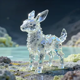 cyber crystal animal, in a sulphur lake in new zealand : by michal karcz, guillermo del toro :, dynamic, particulate, intricate, elegant, highly detailed, centered, artstation, smooth, sharp focus, octane render