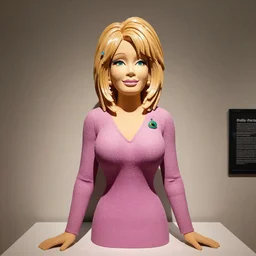 a polymer sculpture of Dolly Parton in a museum, HD award-winning photo