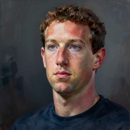 one mark zuckerberg staring into your soul, hyper realistic, painting