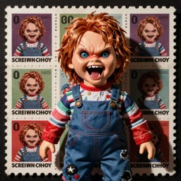 screaming chucky doll chucky screaming postage stamps
