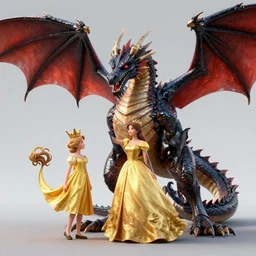 a dragon saving a princess, octane render, trending on cgsociety