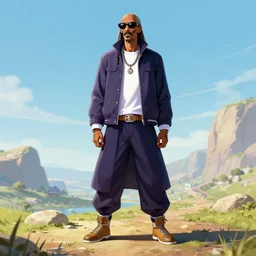 concept art of snoop dogg as a dragon ball character, beautiful landscape, 4k anime character illustration by akira toriyama, artstation