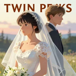 Twin Peaks romance movie poster artwork by Michael Whelan and Tomer Hanuka, Rendering of a bride from scene from Twin Peaks, full of details, by Makoto Shinkai and thomas kinkade, Matte painting, trending on artstation and unreal engine