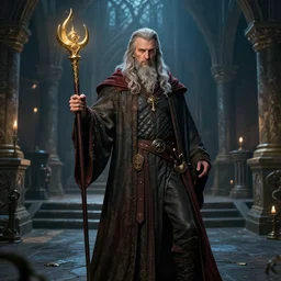 highly detailed, hyper realistic wizard with a dungeon background by dakota cates