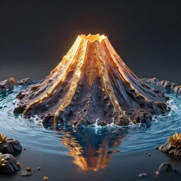 volcano water, artstation, 3 d render, unreal engine, cinematic, 3 5 mm, 8 k, cinematic lighting, global illumination, ray tracing reflections, insanely detailed and intricate, elegant, ornate, super detailed