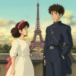 paris, in the style of studio ghibli, j. c. leyendecker, greg rutkowski, artem
