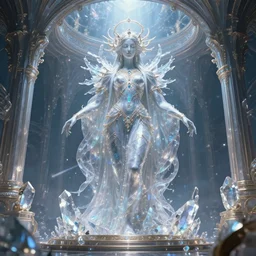 giant dmt entity goddess hyperspace crystal palace,  Wadim Kashin, artgerm,  XF IQ4, f/1.4, ISO 200, 1/160s, 8K, RAW, featured in artstation, octane render, cinematic, elegant, intricate, 8k