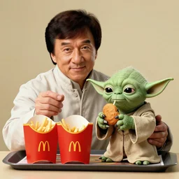 Jackie Chan and Yoda eat McDonald's