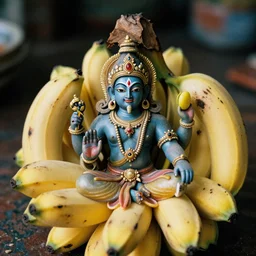mystical hindu god of bananas, film photo, grainy, high detail, high resolution