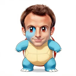 portrait of emmanuel macron drawn like a blastoise pokemon