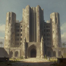 ancient palace, brutalist architecture, matte painting in the style of greg rutkowski and james gurney, trending on Artstation, digital art