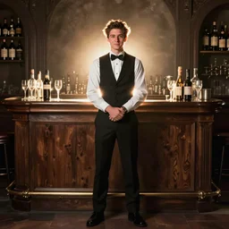 bar keeper, full body portrait, greg rutkowski, backlite, detailed, hyper realistic