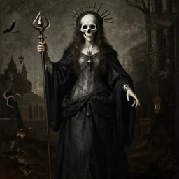 digital art of a gothic personification of the goddess of death. renaissance art