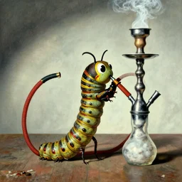 caterpillar smokes hookah, by salvador dali