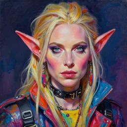 gwyneth paltrow as an apocalyptic scifi goblinish iridescent mudskipper biker character, psychedelic vibrant colors, futuristic punk rock fashion, oil painting by michael whelan art, richard corben, perfect face, sharp focus, detailed eyes, realistic, 8 k