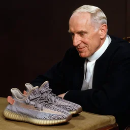 john paul ii admiring a pair of yeezy's