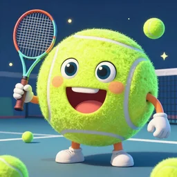 a tennis ball monster ,tennis ball, tennis racket, colorful, digital art, fantasy, magic, trending on artstation, ultra detailed, professional illustration by Basil Gogos