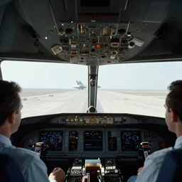 1960s photo of cockpit view with spaceship seem at far distance
