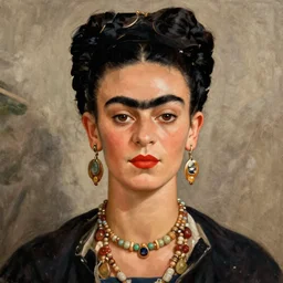 a highly detailed portrait of Frida Kalho painted by Gustave Courbet
