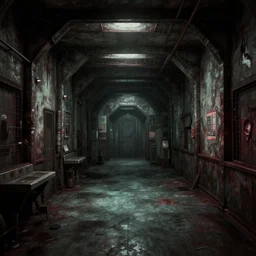 SCP interior by Simon Stalenhag, inspired by Metro 2033 and Silent Hill 4 and Control the game