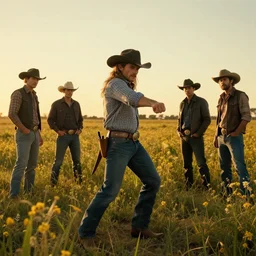 a cowboy turning into blooms in real life, volumetric lighting, beautiful, golden hour, sharp focus, ultra detailed, cgsociety by leesha hannigan, ross tran, thierry doizon, kai carpenter, ignacio fernandez rios, noir art house, 4 k, 3 5 mm, fujifilm