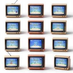 Dozens of TV sets playing 1980s video games