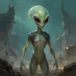 an alien escapes from area 5 1, digital painting masterpiece, cinematic, filmic, gorgeous, concept art