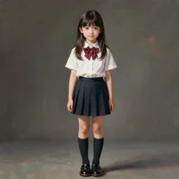 a high detail portrait of high school girl by makoto sinkai,  kawaii, full body, in simple background, CLIP STADIO, mad painting