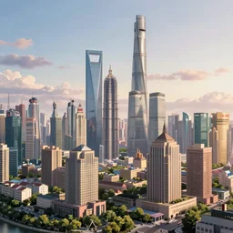 Shanghai city peaceful and serene incredible perspective soft lighting anime scenery 4K by Makoto Shi