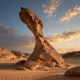 wide landscape photo of a large desert rock formation that looks like a human vertebrae!!!!!!!!