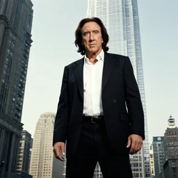 nic cage as a skyscraper