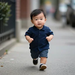 portrait of midget a $ ap rocky running down a sidewalk, sharp focus, 4 k professional photograph, soft lighting