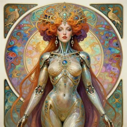 extremely psychedelic cyborg queen of lsd. intricate, elegant, highly detailed, extremely lifelike photorealistic digital painting, artstation. alphonse mucha
