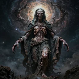 the transcendent being embodying perseverance, photorealistic, detailed photography, divinity, awful, cosmic horror, religious art