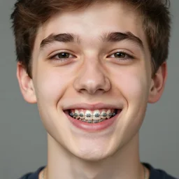 portrait photo still of real life teen butthead with braces on his teeth, 8 k, 8 5 mm, f. 1 4