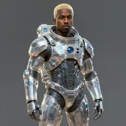 pinted full body portrait of kanye west as a crystalpunk futuristic medieval astronaut by greg rutkowski, he is about 3 0 years old, short blond hair, athletic and strong, straight jaw, wearing futuristic space gear, highly detailed portrait, digital painting, artstation, concept art, smooth, sharp foccus ilustration, artstation hq.