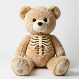 the skeleton of a giant teddy bear plush toy