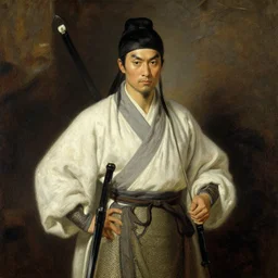wuxia male warrior, painting by j. c. leyendecker