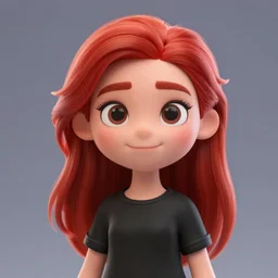 a redhead girl wearing a black shirt, 3 d model, pixar style, octane render, trending on artstation, high definition