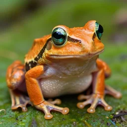 photo [ orange frog ] with [ teal!! eyes ]