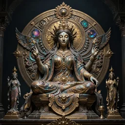 ultra realistic, altar of cosmic goddess, intricate details, eerie, awakening, artstation, atmospheric, highly detailed, photorealistic, hyperrealism, 8k, art by artgerm and  greg rutkowski and alphonse mucha