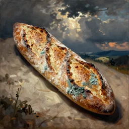 bread baguette rotten and moldy. painting by henri fantin - latour
