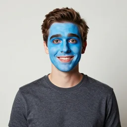 tobias funke, from arrested development, wearing blue face paint as a muppet
