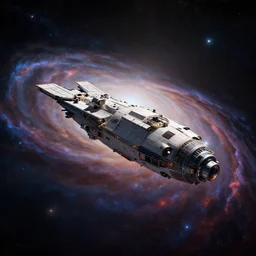 wide angle shot of the universe while a space ship floats through it, hd, volumetric lighting, 4 k, intricate detail, beautiful