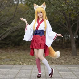 kitsune cosplay, fullbody shoot