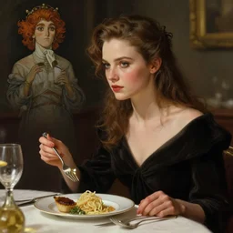 edie sedgwick eating dinner, character sheet, character design, contrast, deep focus, turnaround, highly detailed, dramatic lighting, digital painting, artstation, concept art, matte, sharp focus, illustration, elegant, art by artgerm and greg f and alphonse mucha.