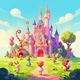 photo of plain : 2 whimsical fairy wonderland vibrant colors candyland wonderland by artgerm and greg rutkowski and magali villeneuv : 4 art beeple, by thomas kinkade hearstone league of legends dofus : 6