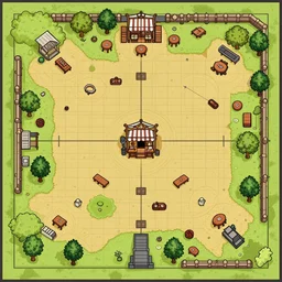 A 520x520 detailed vector art presenting  an aerial view of a cartoonish tavern by dungeondraft, Patreon content, containing tables and walls, HD, straigth lines, vector, grid, dnd map , map patreon, fantasy maps, foundry vtt, fantasy grounds, aerial view ,dungeondraft , tabletop, inkarnate, dugeondraft, roll20